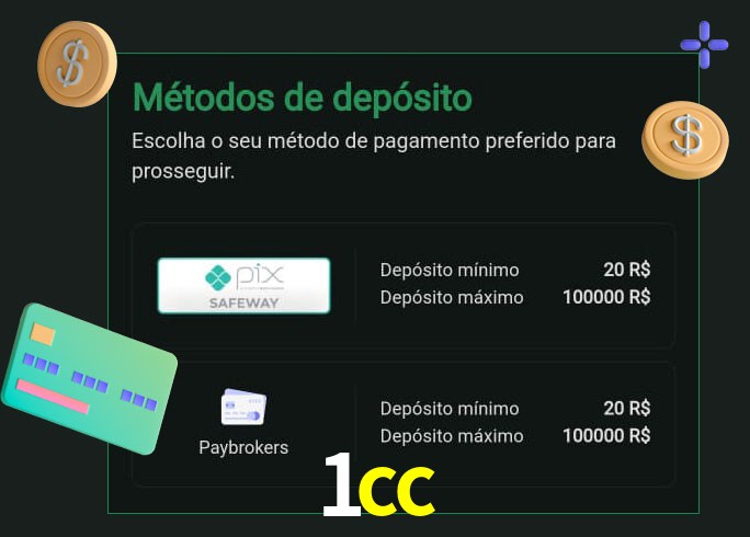 O cassino 1cc oferece uma grande variedade de métodos de pagamento
